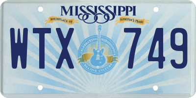 MS license plate WTX749
