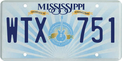 MS license plate WTX751