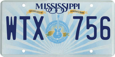 MS license plate WTX756