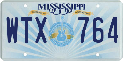 MS license plate WTX764