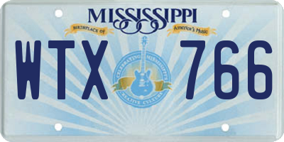 MS license plate WTX766
