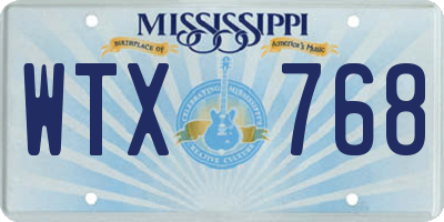 MS license plate WTX768