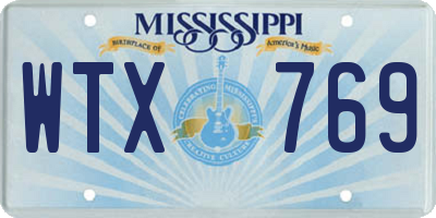 MS license plate WTX769