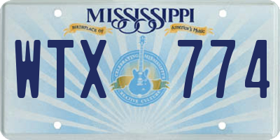 MS license plate WTX774