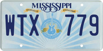 MS license plate WTX779
