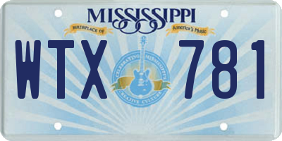 MS license plate WTX781