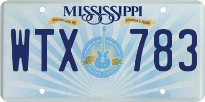 MS license plate WTX783