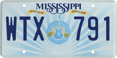 MS license plate WTX791