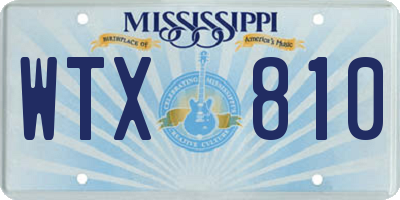 MS license plate WTX810