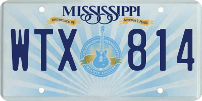 MS license plate WTX814
