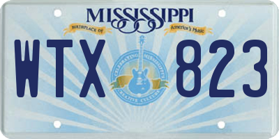 MS license plate WTX823