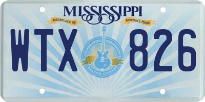 MS license plate WTX826