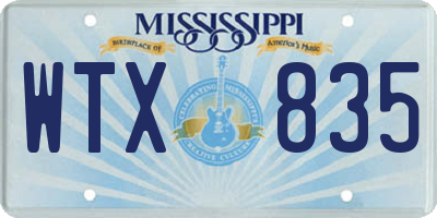 MS license plate WTX835