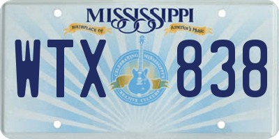 MS license plate WTX838