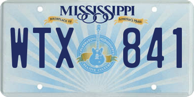 MS license plate WTX841