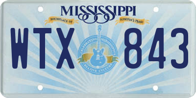 MS license plate WTX843