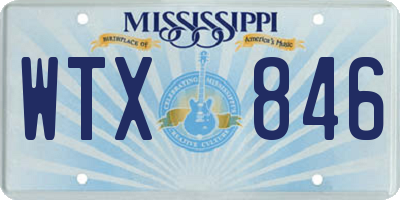 MS license plate WTX846