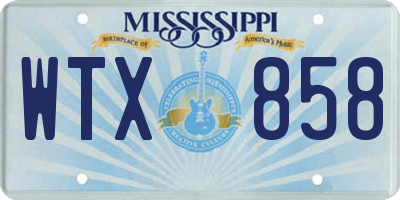 MS license plate WTX858
