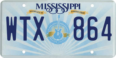 MS license plate WTX864