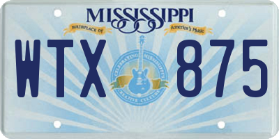 MS license plate WTX875
