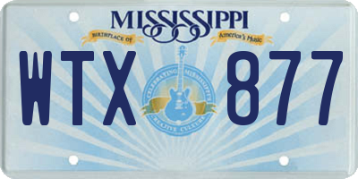 MS license plate WTX877