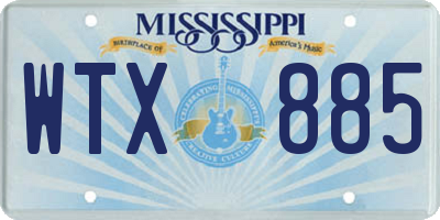 MS license plate WTX885