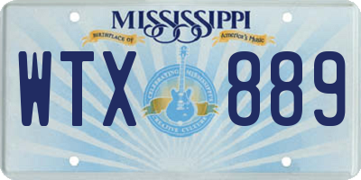 MS license plate WTX889