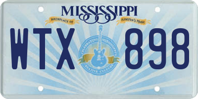 MS license plate WTX898