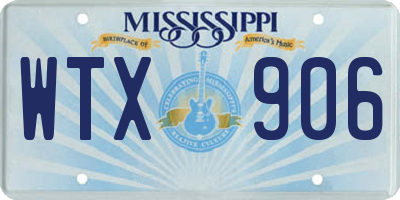 MS license plate WTX906