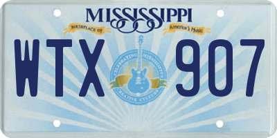 MS license plate WTX907