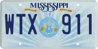 MS license plate WTX911