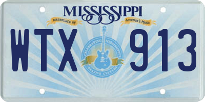 MS license plate WTX913
