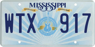 MS license plate WTX917