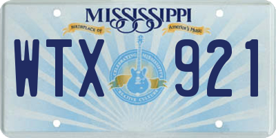 MS license plate WTX921