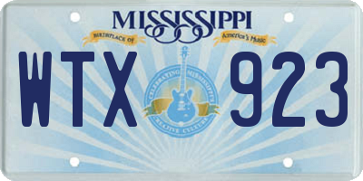 MS license plate WTX923