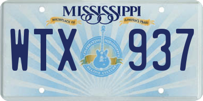 MS license plate WTX937