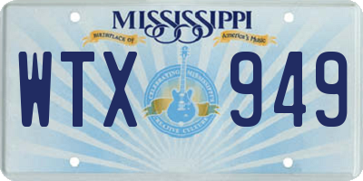 MS license plate WTX949
