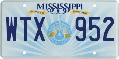 MS license plate WTX952