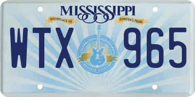 MS license plate WTX965
