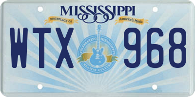 MS license plate WTX968