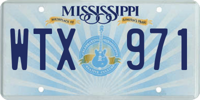 MS license plate WTX971