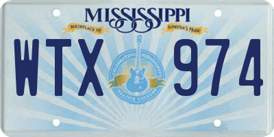 MS license plate WTX974