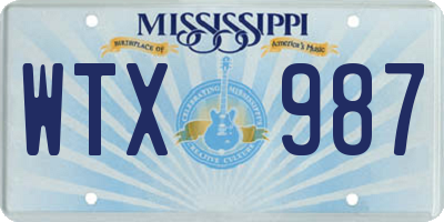 MS license plate WTX987