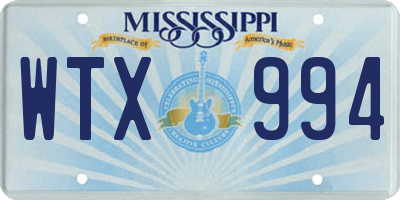 MS license plate WTX994