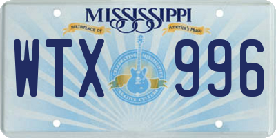 MS license plate WTX996
