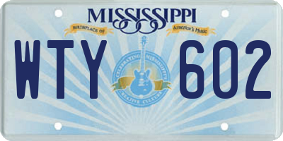 MS license plate WTY602