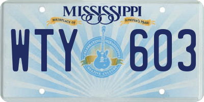 MS license plate WTY603