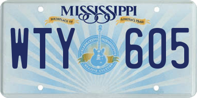 MS license plate WTY605