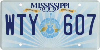 MS license plate WTY607