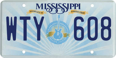 MS license plate WTY608